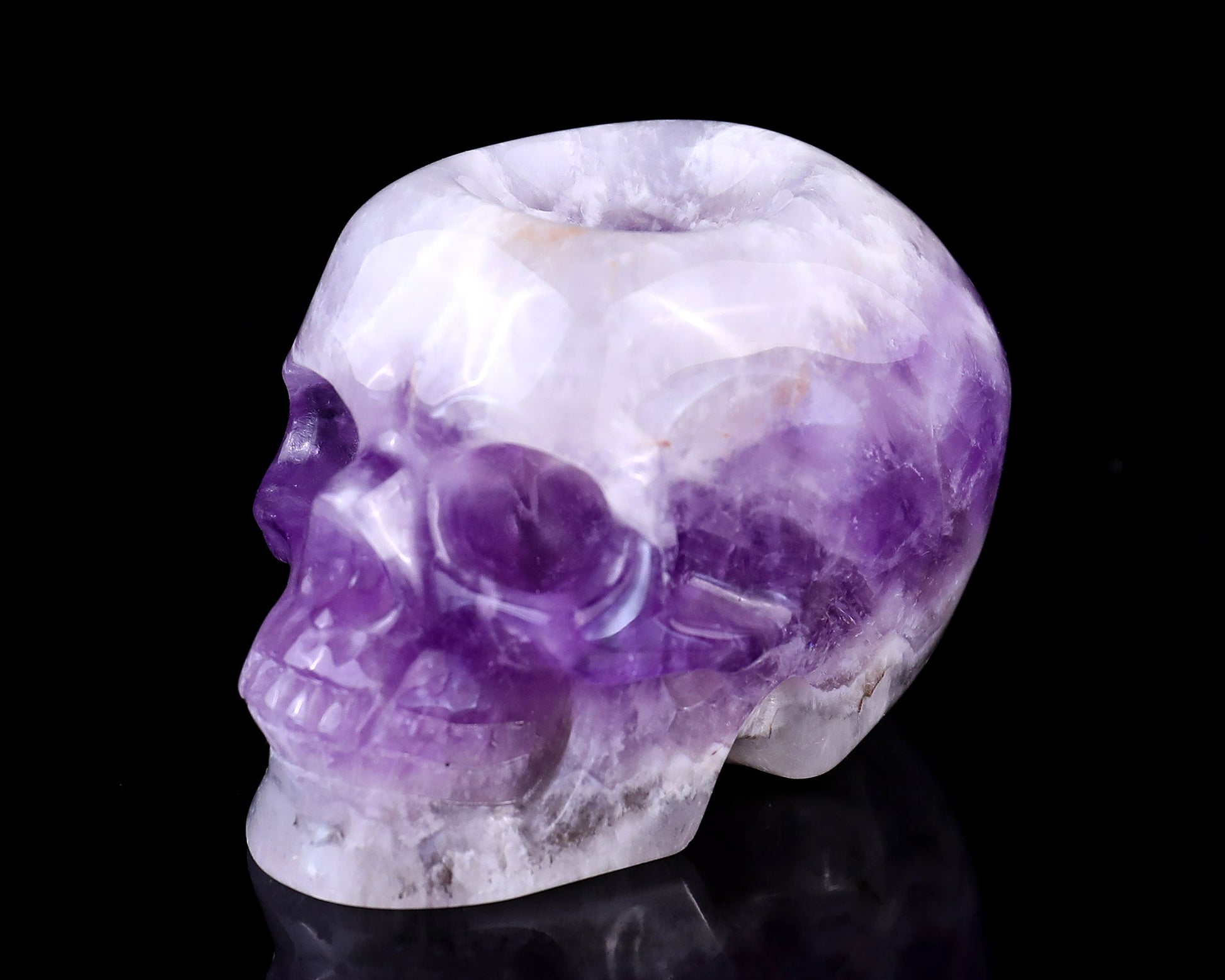 Nicedony 2.4" Dream Amethyst Hand Carved Realistic Skull Sphere - View 8