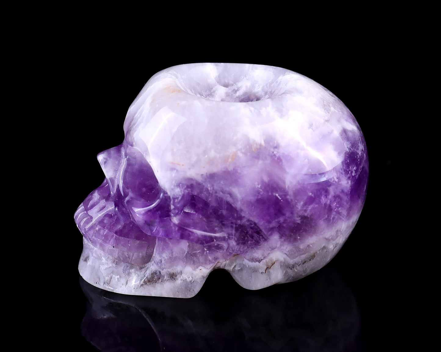 Nicedony 2.4" Dream Amethyst Hand Carved Realistic Skull Sphere - View 5