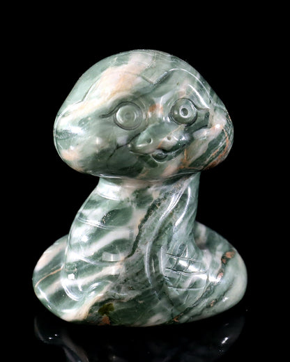 Nicedony 2.4" Jiulong Jade Hand Carved Crystal Baby Snake Sculpture 6 - View 2