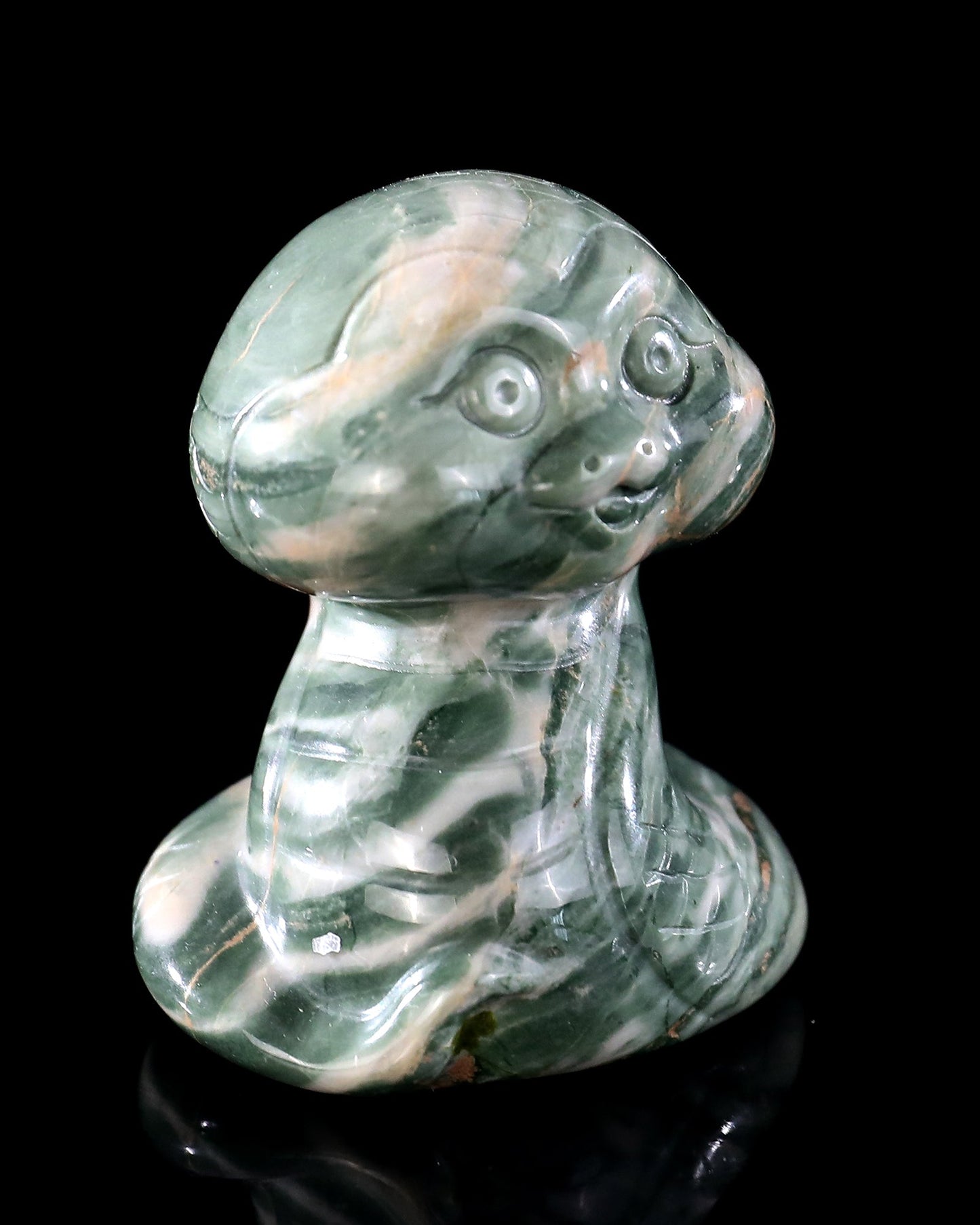 Nicedony 2.4" Jiulong Jade Hand Carved Crystal Baby Snake Sculpture 6 - View 3