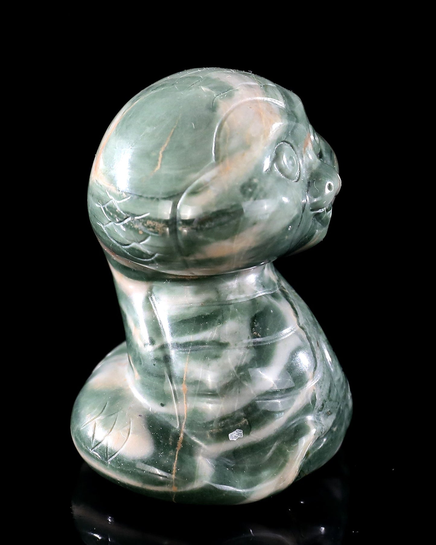 Nicedony 2.4" Jiulong Jade Hand Carved Crystal Baby Snake Sculpture 6 - View 4