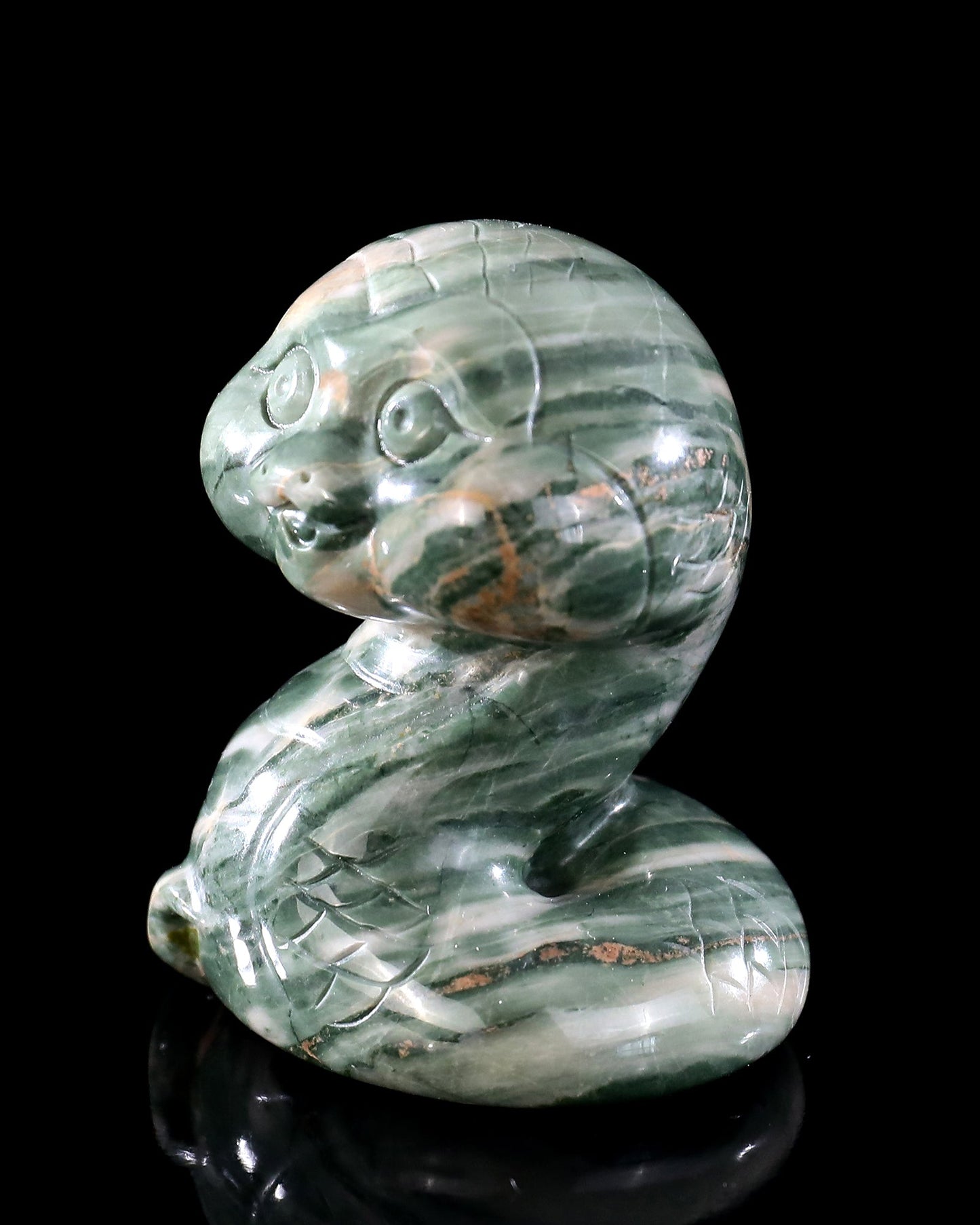 Nicedony 2.4" Jiulong Jade Hand Carved Crystal Baby Snake Sculpture 6 - View 7