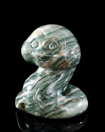 Nicedony 2.4" Jiulong Jade Hand Carved Crystal Baby Snake Sculpture 6 - View 8