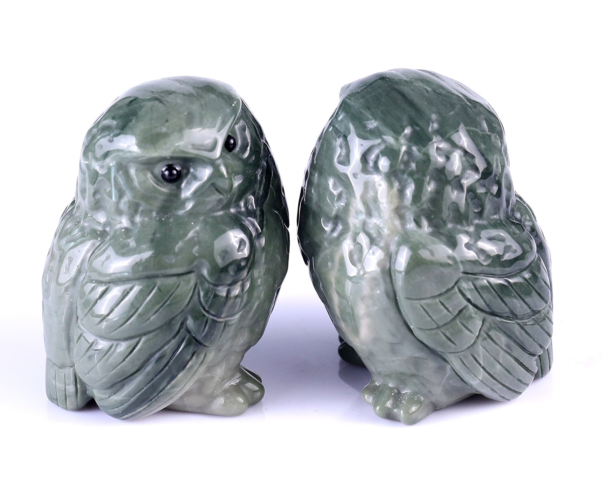 Nicedony 2.4" Jiulong Jade Hand Carved Crystal Owl Sculpture - View 2