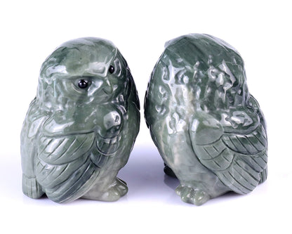 Nicedony 2.4" Jiulong Jade Hand Carved Crystal Owl Sculpture - View 2