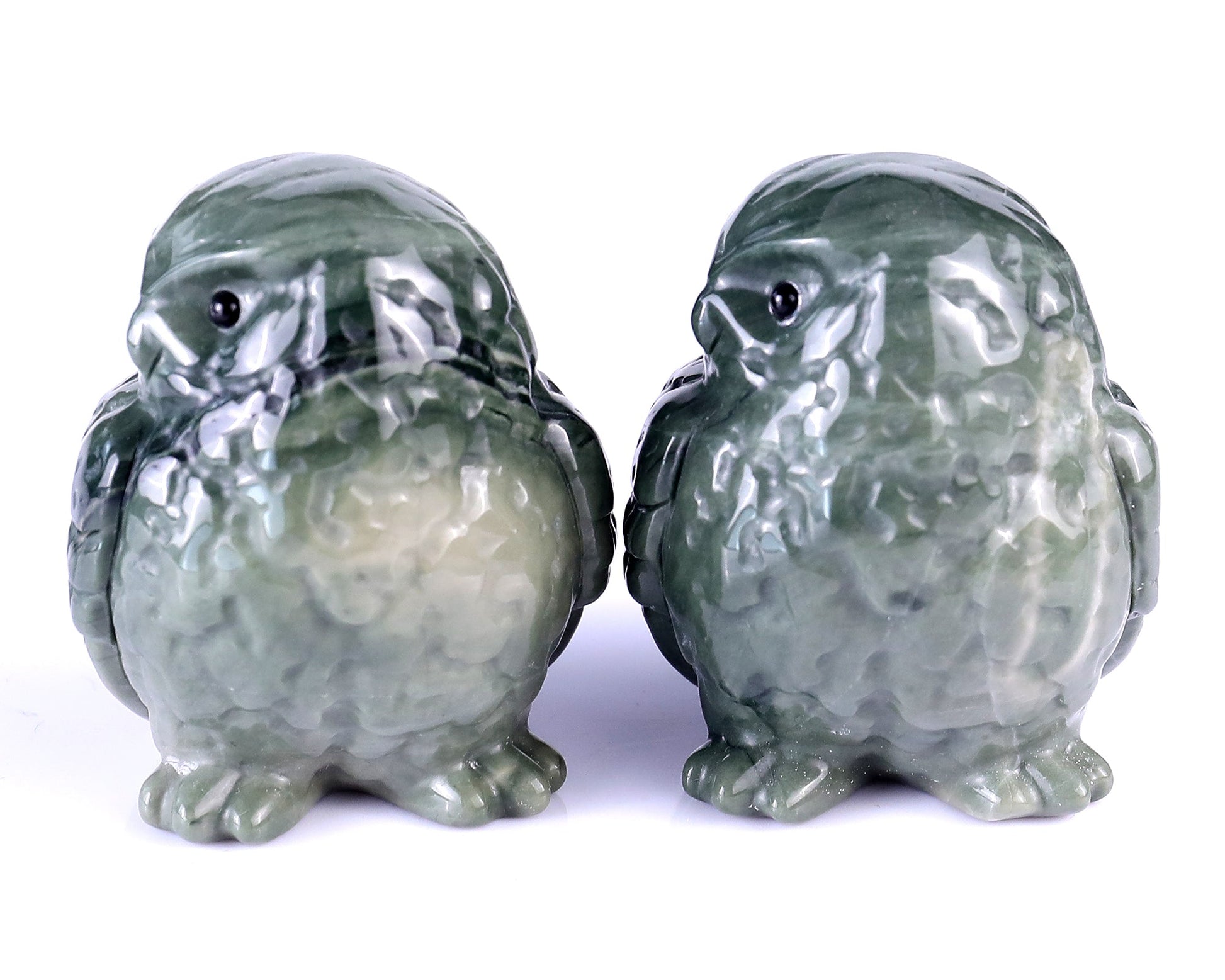 Nicedony 2.4" Jiulong Jade Hand Carved Crystal Owl Sculpture - View 7
