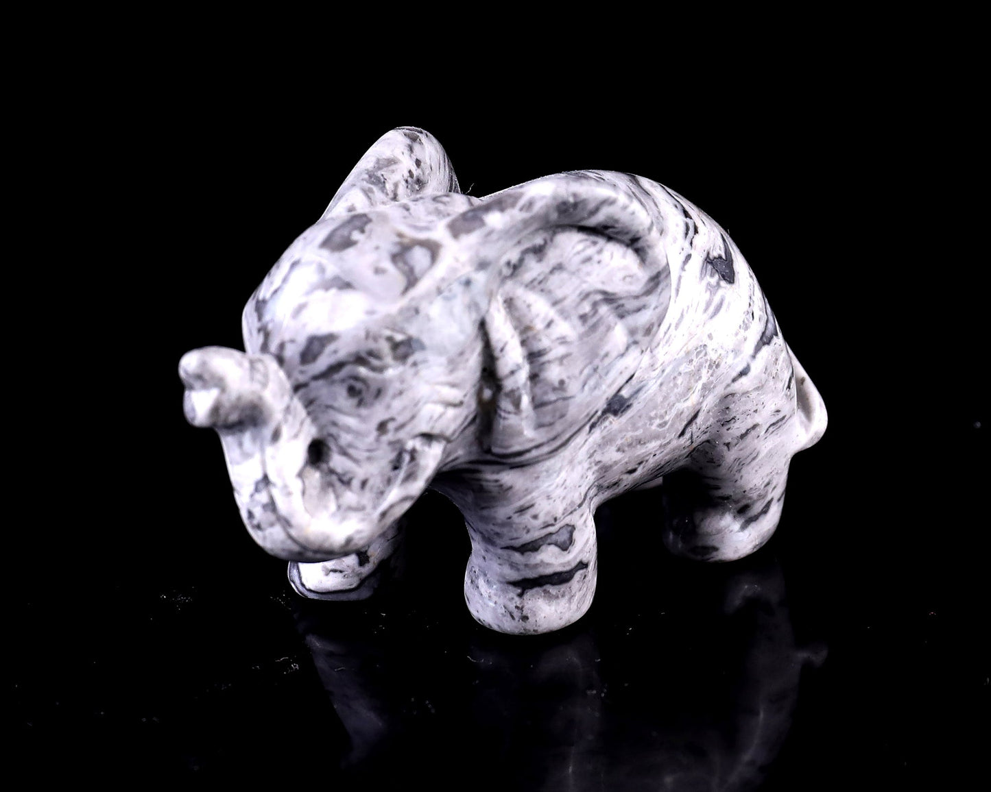 Nicedony 2.4" Map Jasper Hand Carved Crystal Elephant Sculpture - View 10