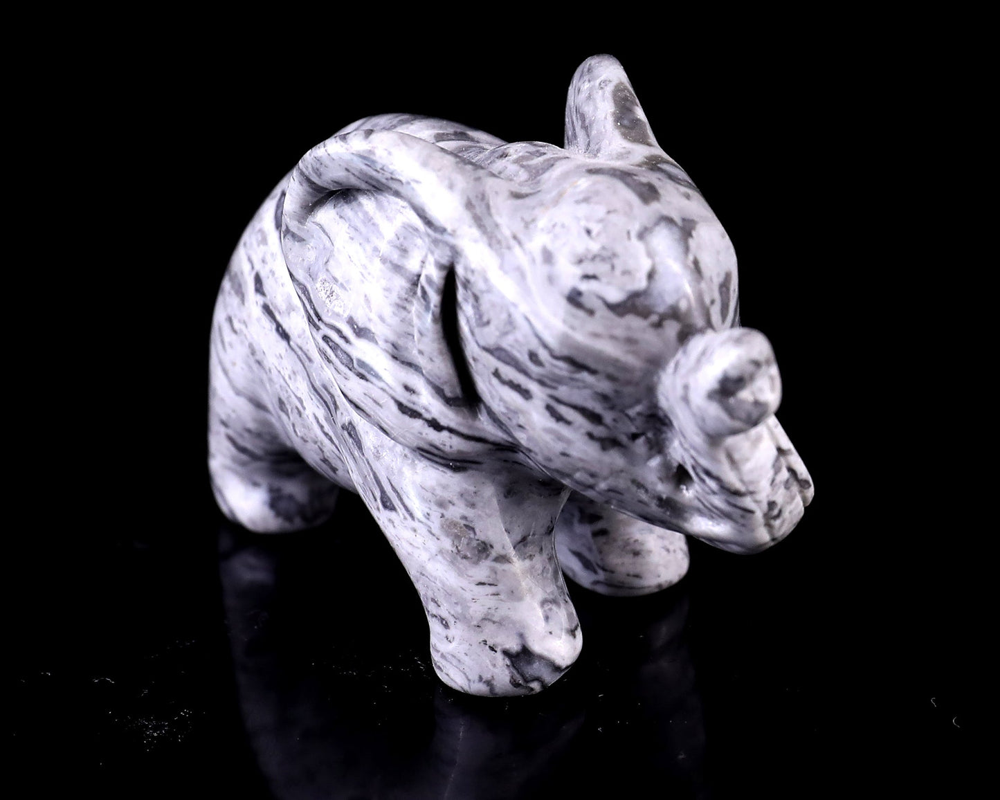 Nicedony 2.4" Map Jasper Hand Carved Crystal Elephant Sculpture
