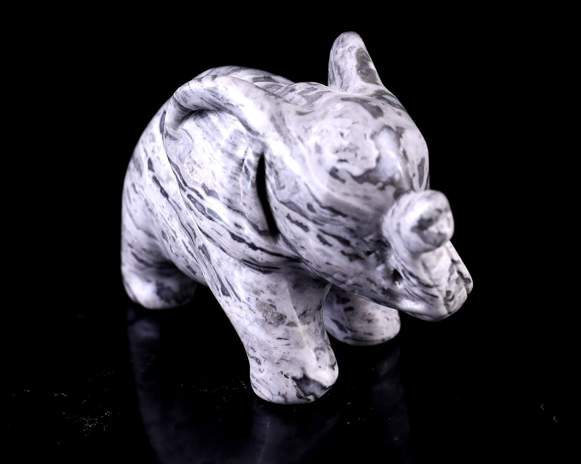 Nicedony 2.4" Map Jasper Hand Carved Crystal Elephant Sculpture