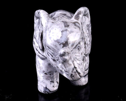 Nicedony 2.4" Map Jasper Hand Carved Crystal Elephant Sculpture - View 2