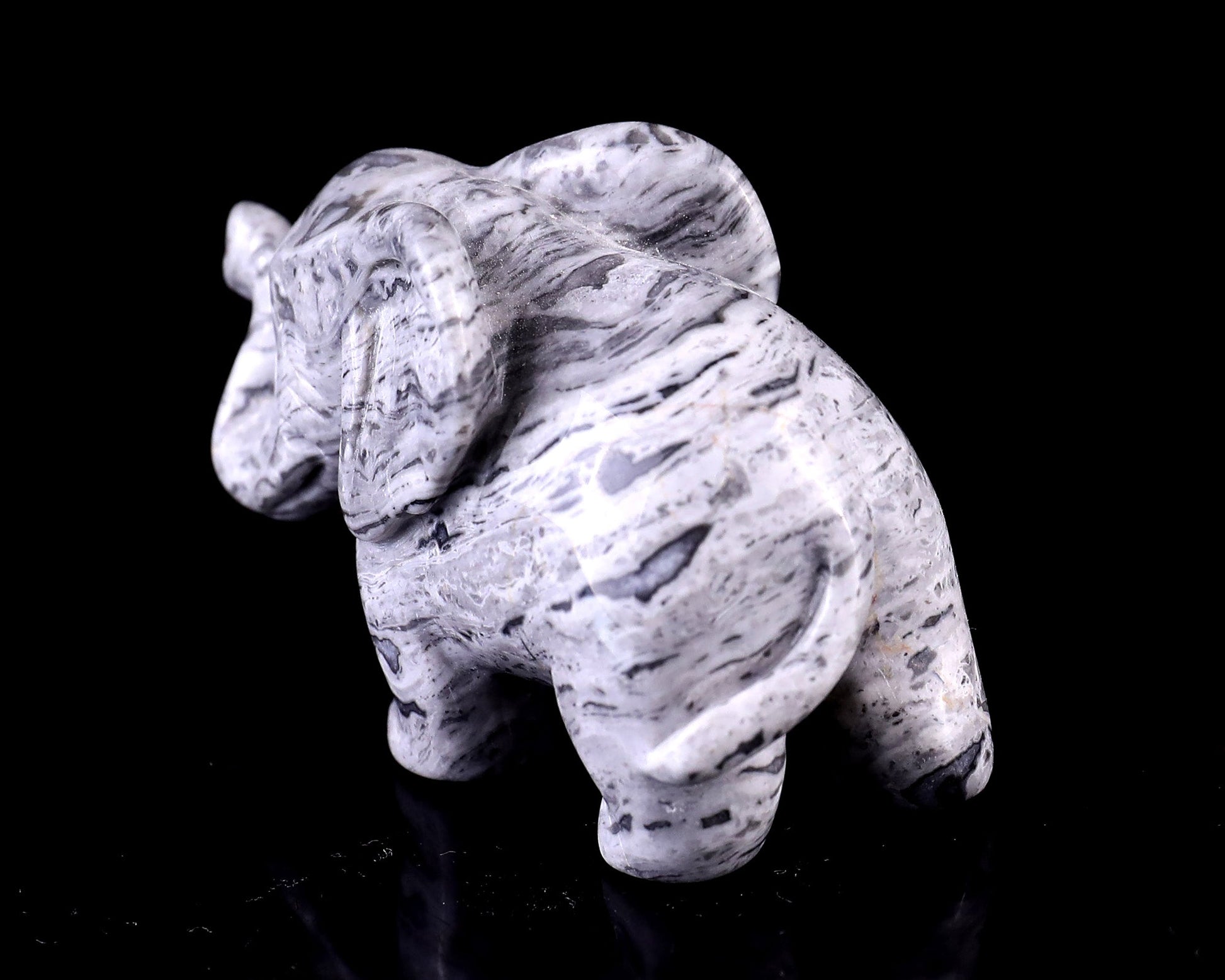 Nicedony 2.4" Map Jasper Hand Carved Crystal Elephant Sculpture - View 7