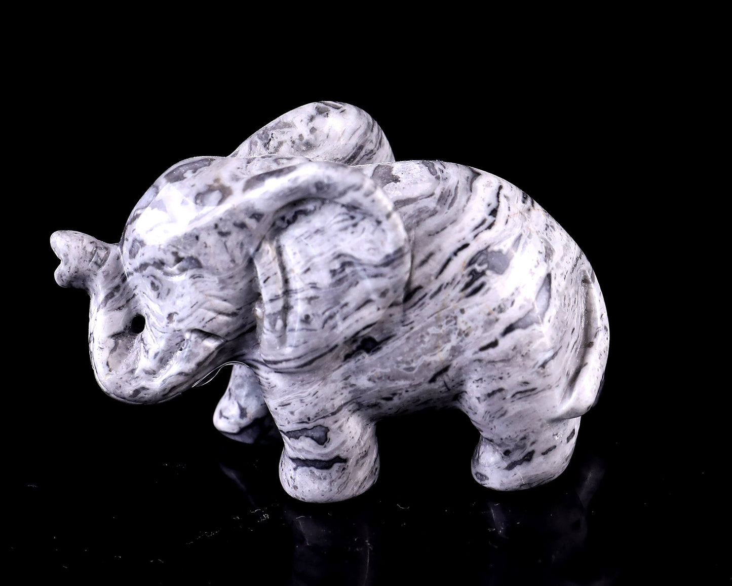 Nicedony 2.4" Map Jasper Hand Carved Crystal Elephant Sculpture - View 8