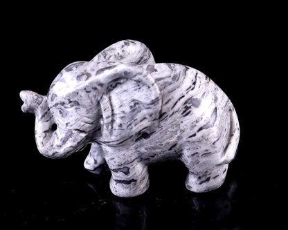Nicedony 2.4" Map Jasper Hand Carved Crystal Elephant Sculpture - View 8