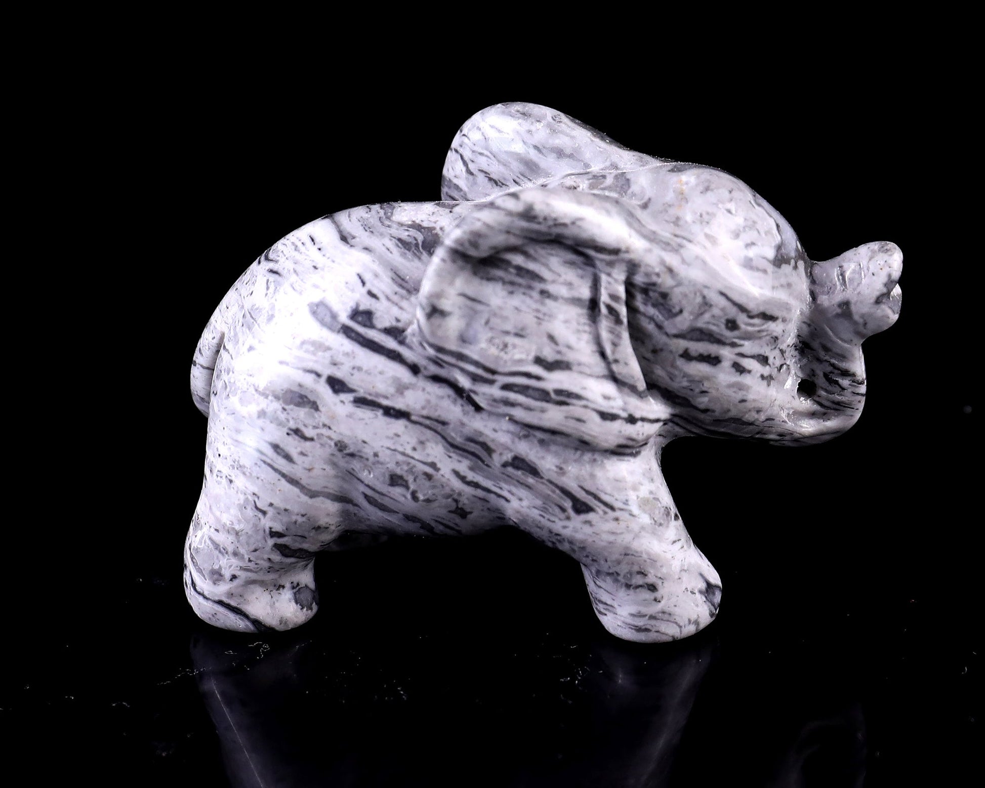 Nicedony 2.4" Map Jasper Hand Carved Crystal Elephant Sculpture - View 4