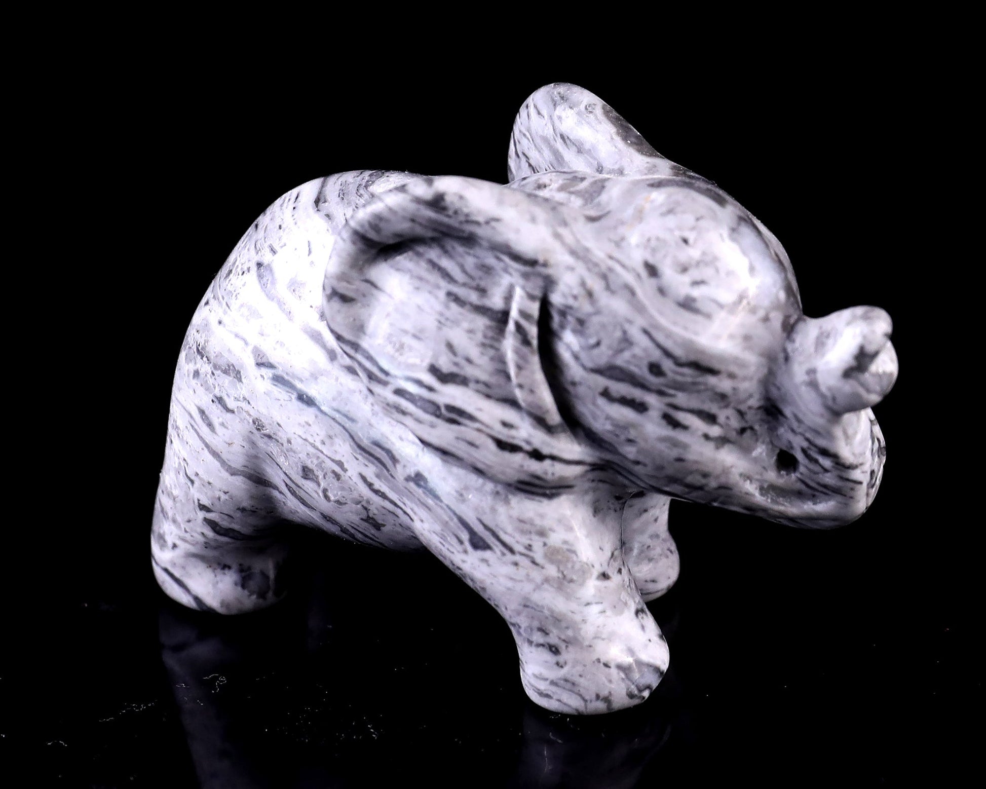 Nicedony 2.4" Map Jasper Hand Carved Crystal Elephant Sculpture - View 3