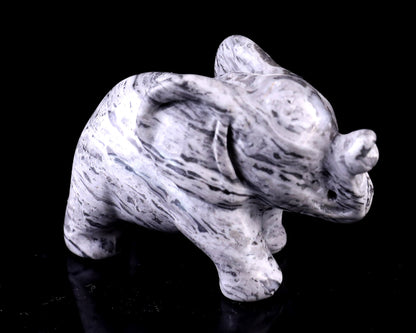 Nicedony 2.4" Map Jasper Hand Carved Crystal Elephant Sculpture - View 3