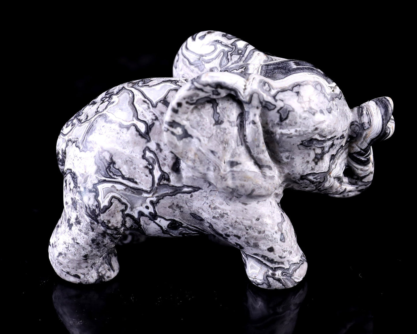 Nicedony 2.4" Map Jasper Hand Carved Crystal Elephant Sculpture - View 4
