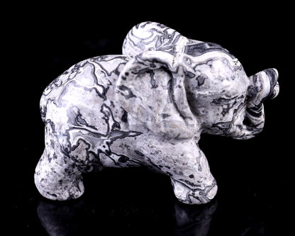 Nicedony 2.4" Map Jasper Hand Carved Crystal Elephant Sculpture - View 4