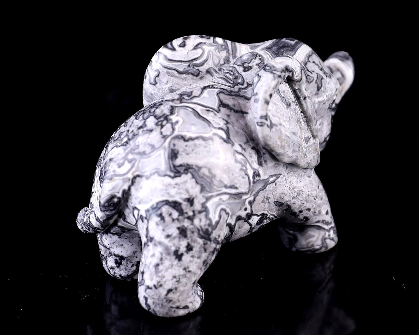 Nicedony 2.4" Map Jasper Hand Carved Crystal Elephant Sculpture - View 5