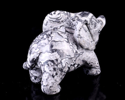 Nicedony 2.4" Map Jasper Hand Carved Crystal Elephant Sculpture - View 5