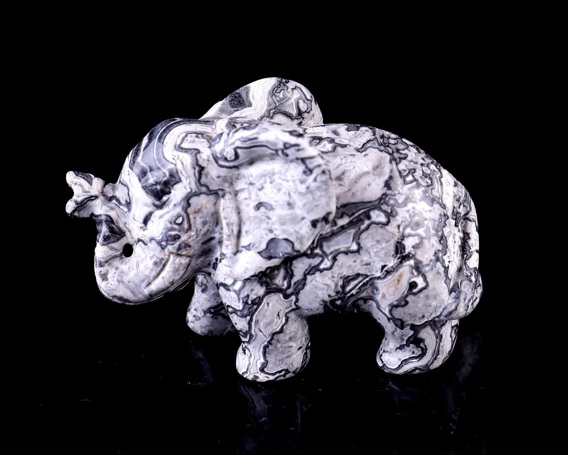 Nicedony 2.4" Map Jasper Hand Carved Crystal Elephant Sculpture - View 10
