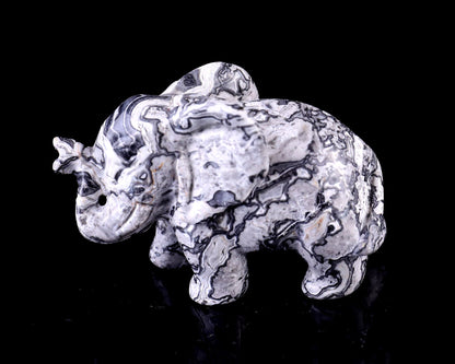Nicedony 2.4" Map Jasper Hand Carved Crystal Elephant Sculpture - View 10