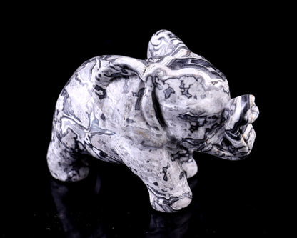 Nicedony 2.4" Map Jasper Hand Carved Crystal Elephant Sculpture