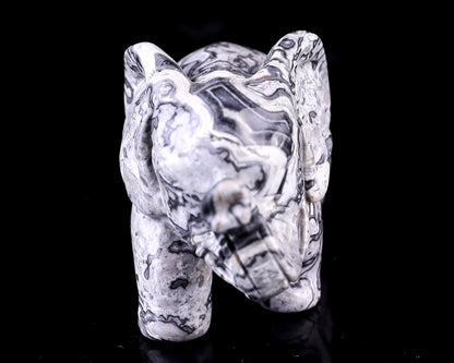 Nicedony 2.4" Map Jasper Hand Carved Crystal Elephant Sculpture - View 2
