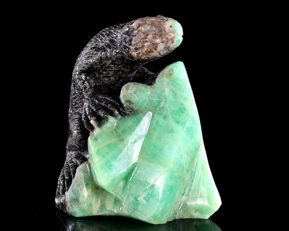 Nicedony 2.8" Natural Emerald Hand Carved Crystal Lizard Sculpture - View 3