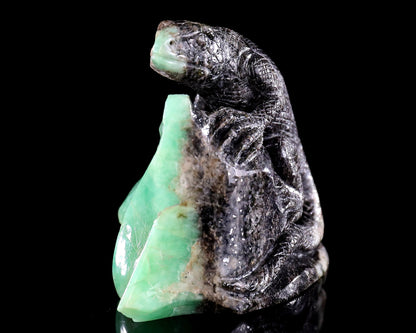 Nicedony 2.8" Natural Emerald Hand Carved Crystal Lizard Sculpture - View 5