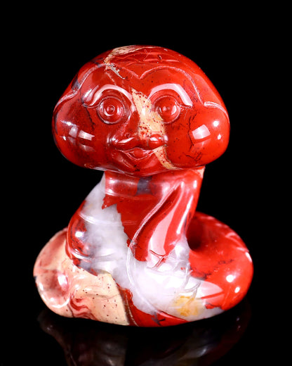 Nicedony 2.4" Red Jasper Hand Carved Crystal Baby Snake Sculpture