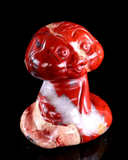 Nicedony 2.4" Red Jasper Hand Carved Crystal Baby Snake Sculpture - View 3