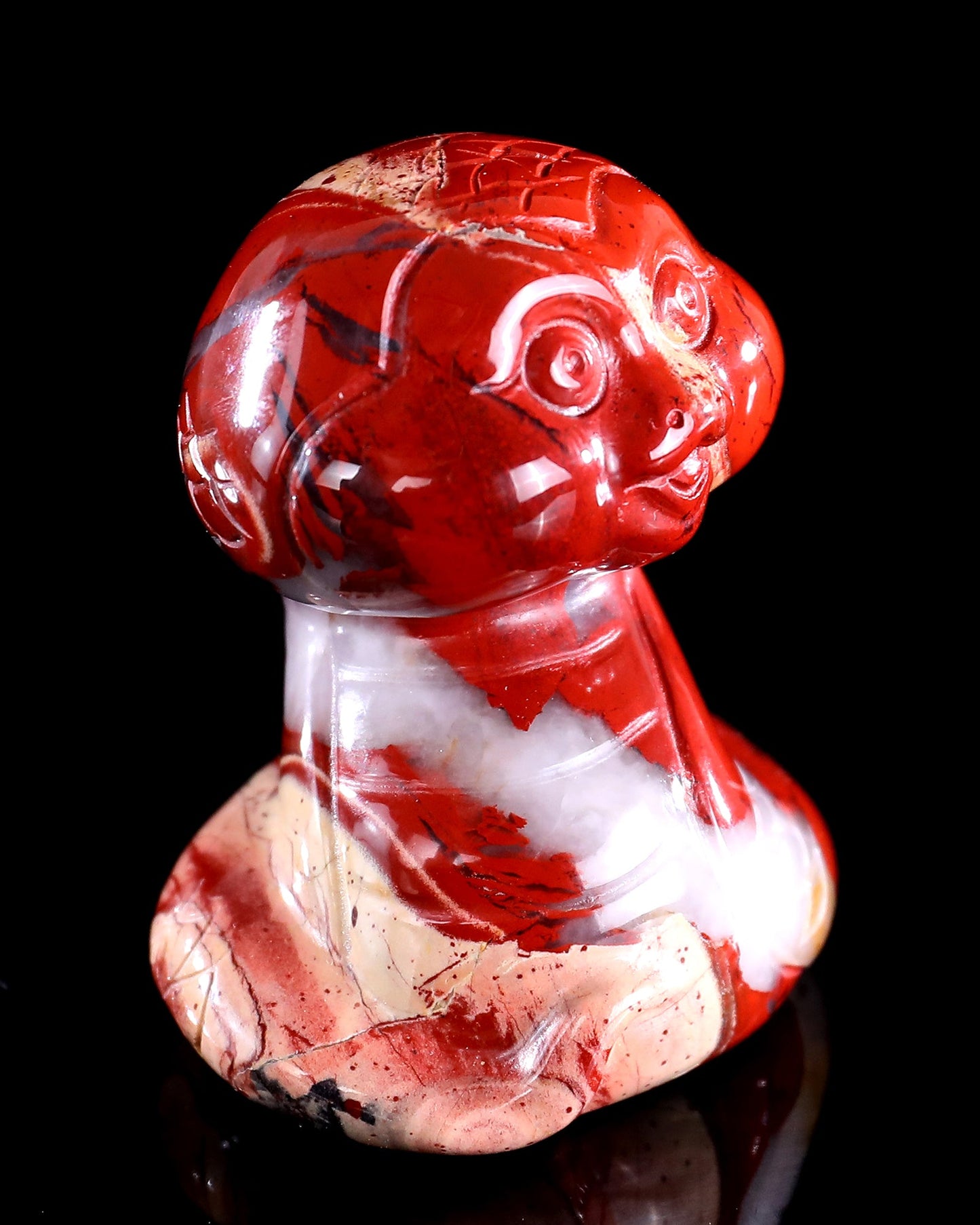 Nicedony 2.4" Red Jasper Hand Carved Crystal Baby Snake Sculpture - View 4
