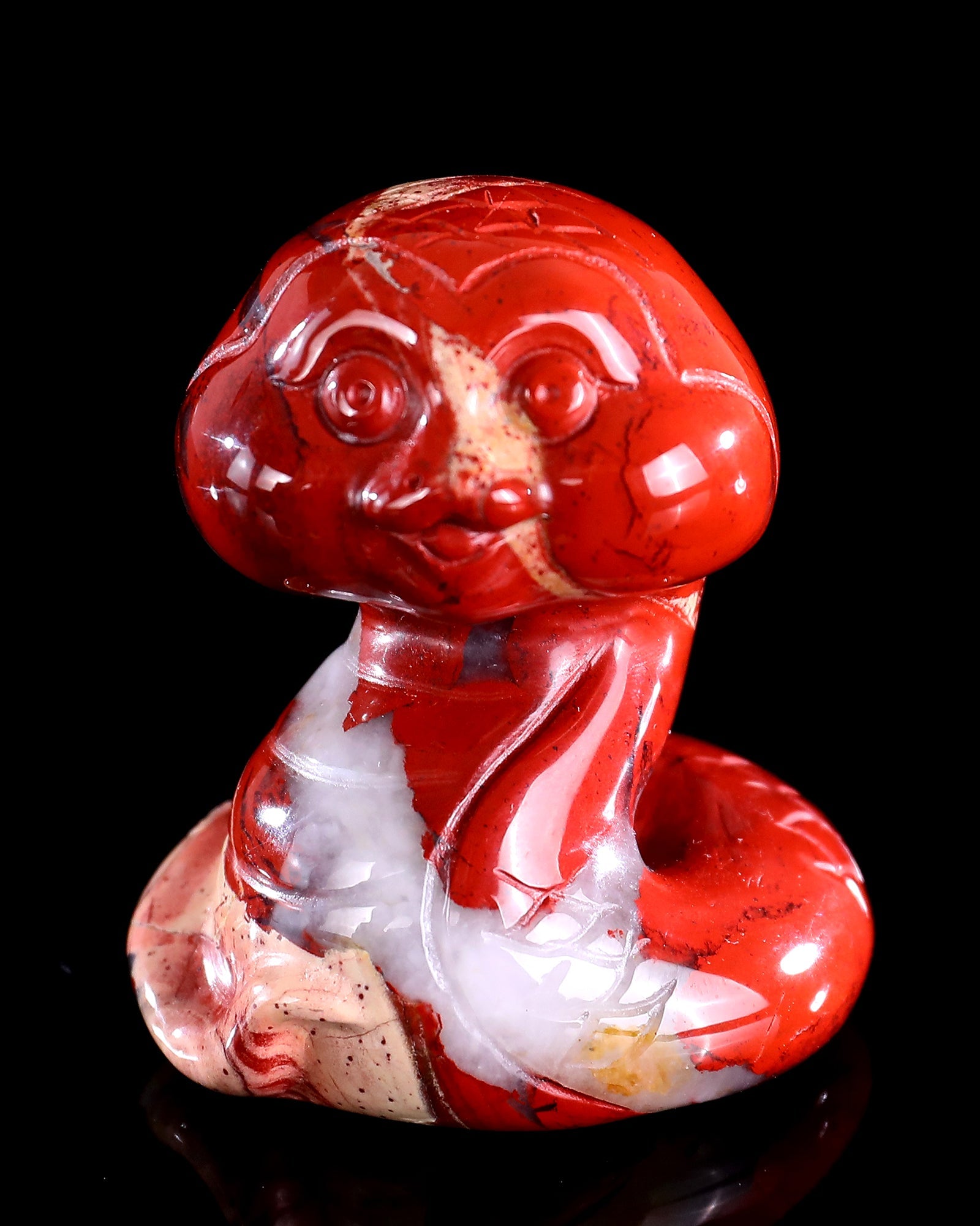 Nicedony 2.4" Red Jasper Hand Carved Crystal Baby Snake Sculpture - View 8
