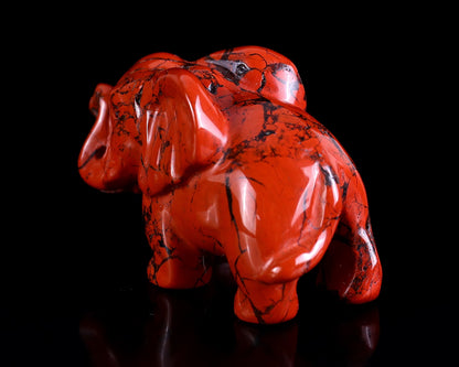 Nicedony 2.4" Red Jasper Hand Carved Crystal Elephant Sculpture - View 31