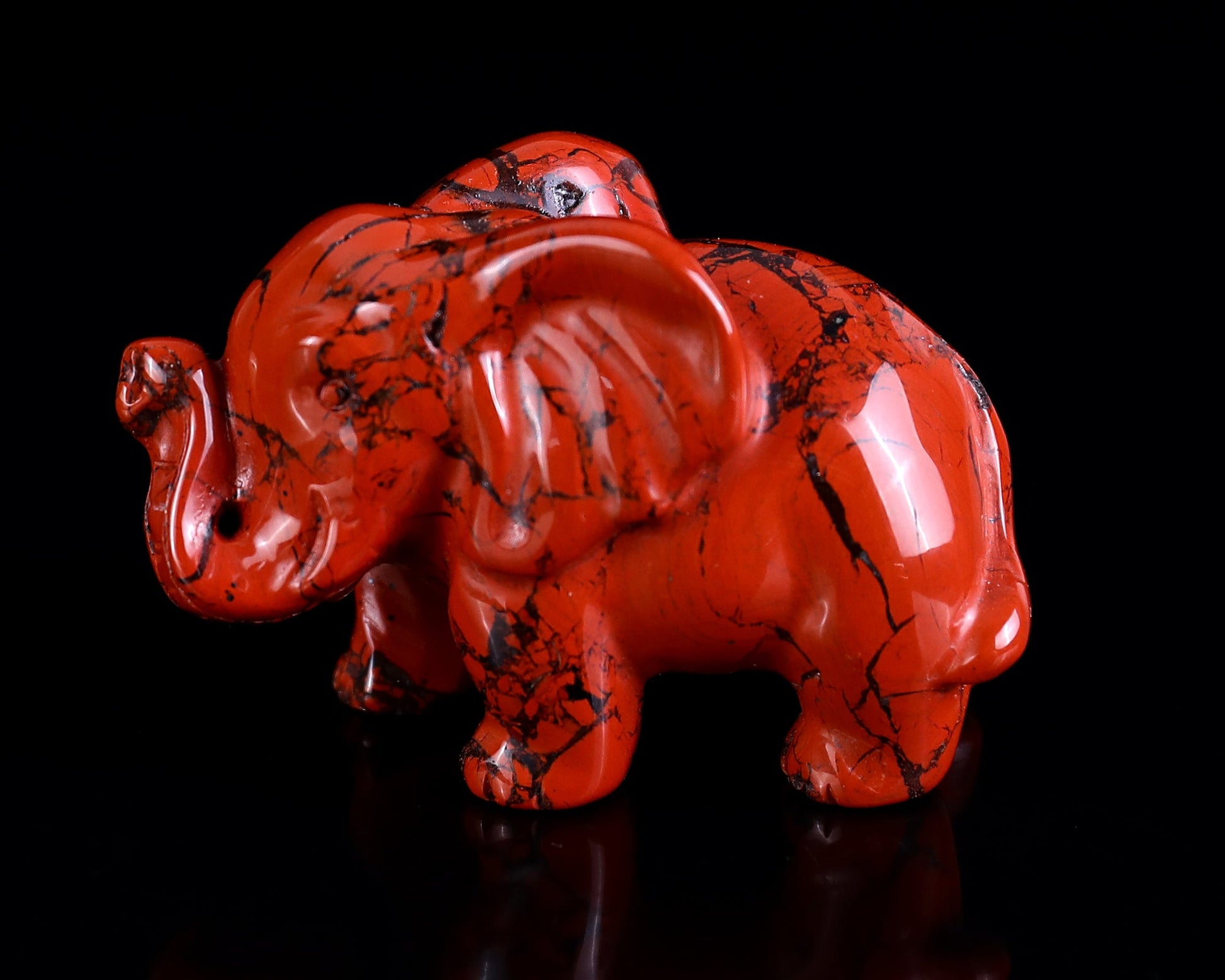 Nicedony 2.4" Red Jasper Hand Carved Crystal Elephant Sculpture - View 32