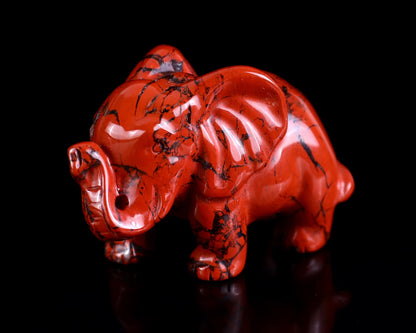 Nicedony 2.4" Red Jasper Hand Carved Crystal Elephant Sculpture - View 34