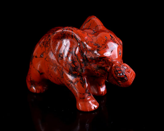 Nicedony 2.4" Red Jasper Hand Carved Crystal Elephant Sculpture (SKU: 3100172) - Photo 1