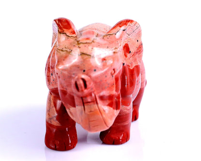 Nicedony 2.4" Red Jasper Hand Carved Crystal Elephant Sculpture - #4100212