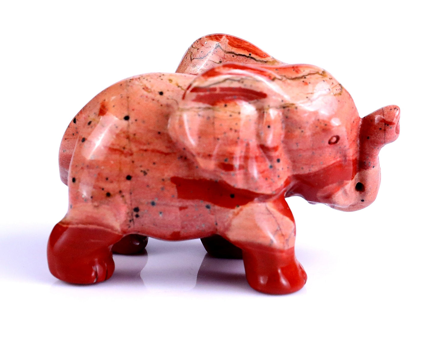 Nicedony 2.4" Red Jasper Hand Carved Crystal Elephant Sculpture - #3100172