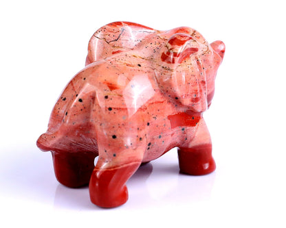 Nicedony 2.4" Red Jasper Hand Carved Crystal Elephant Sculpture - #3100171