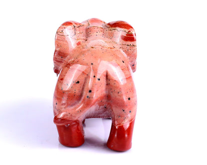 Nicedony 2.4" Red Jasper Hand Carved Crystal Elephant Sculpture - #3100173