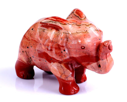 Nicedony 2.4" Red Jasper Hand Carved Crystal Elephant Sculpture - #4100214