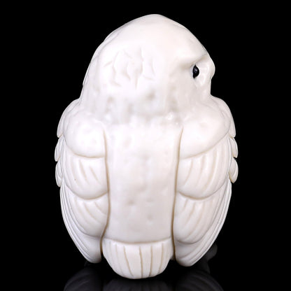 Nicedony 2.4" White Jade Hand Carved Crystal Owl Sculpture - View 5