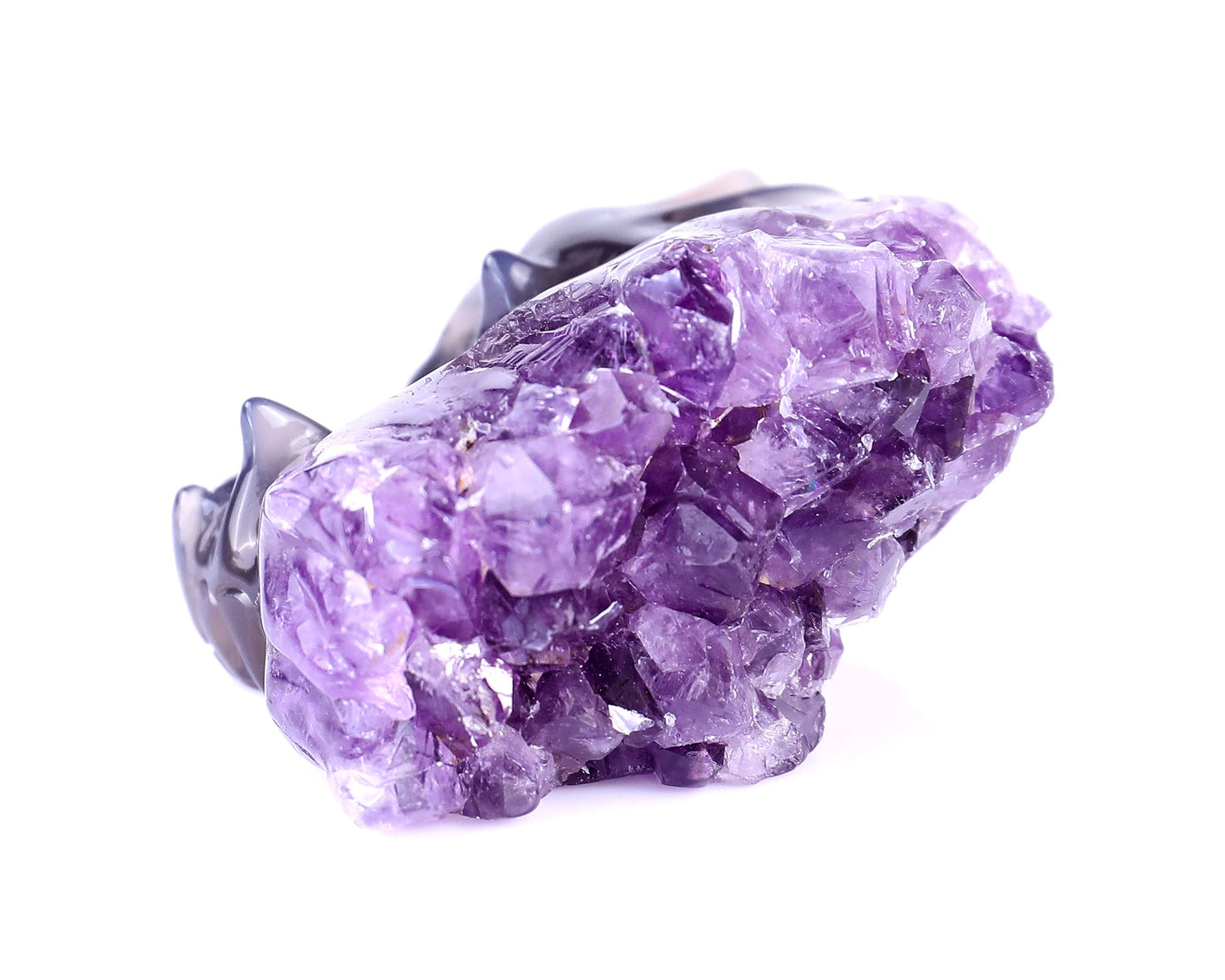 Nicedony 2.5" Amethyst Druse Agate Hand Carved Dragon Skull Sculpture - View 7