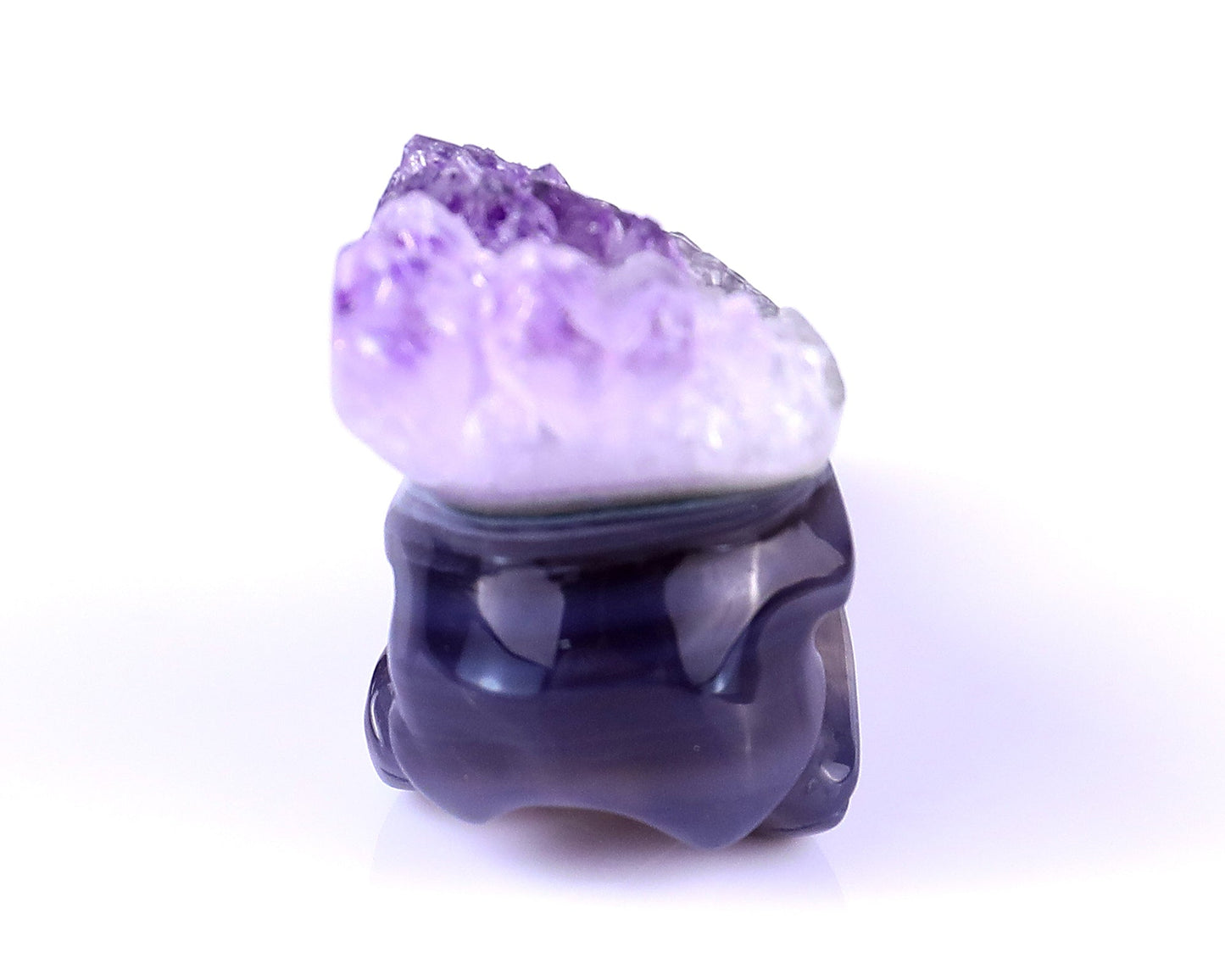 Nicedony 2.5" Amethyst Druse Agate Hand Carved Crystal Raven Skull Sculpture - View 5