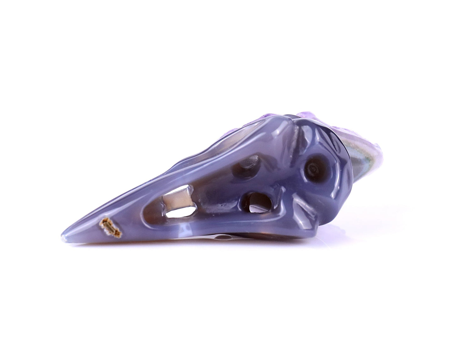 Nicedony 2.5" Amethyst Druse Agate Hand Carved Crystal Raven Skull Sculpture - View 8