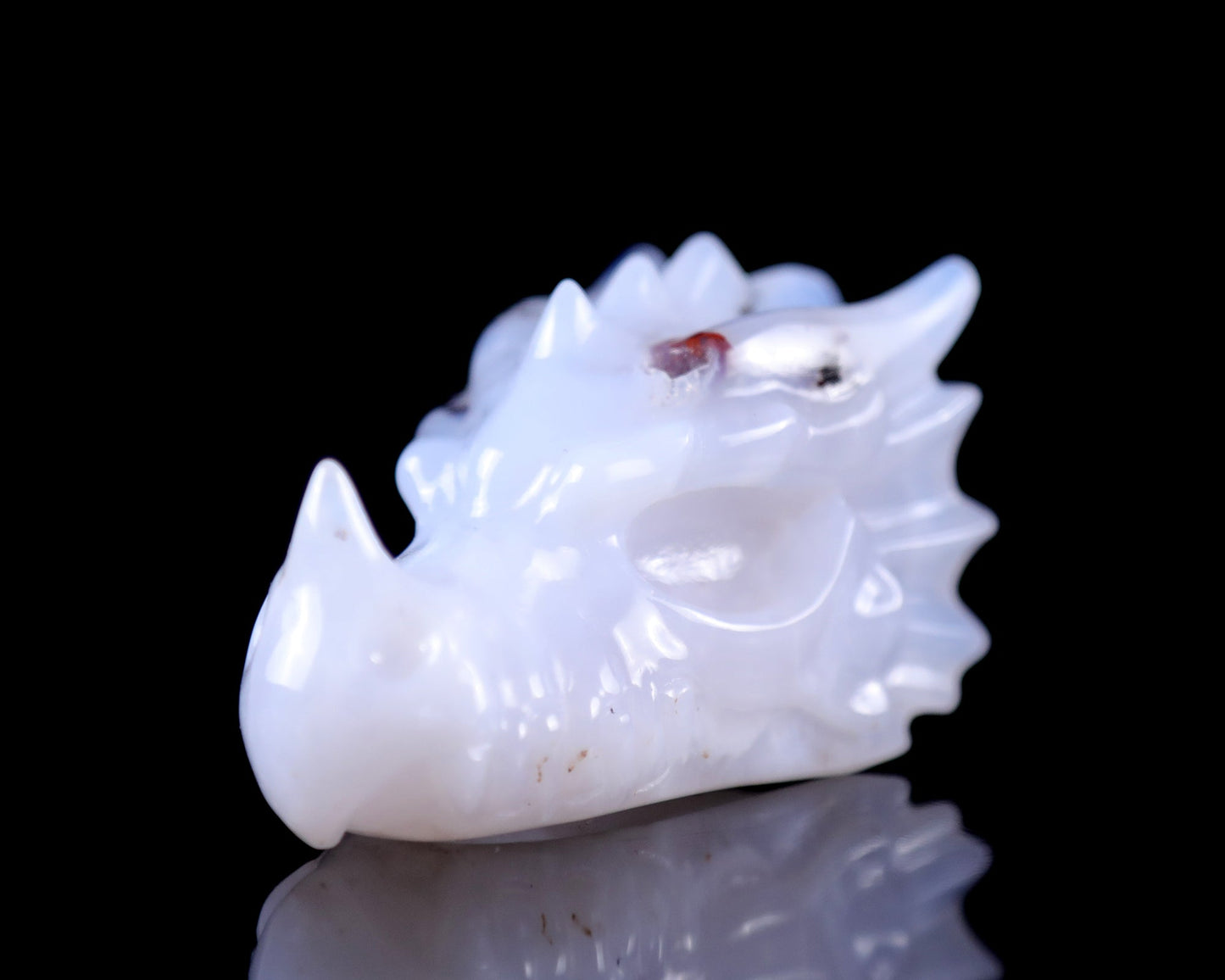 Nicedony 2.5" Blue Chalcedony Hand Carved Dragon Skull Sculpture - View 17