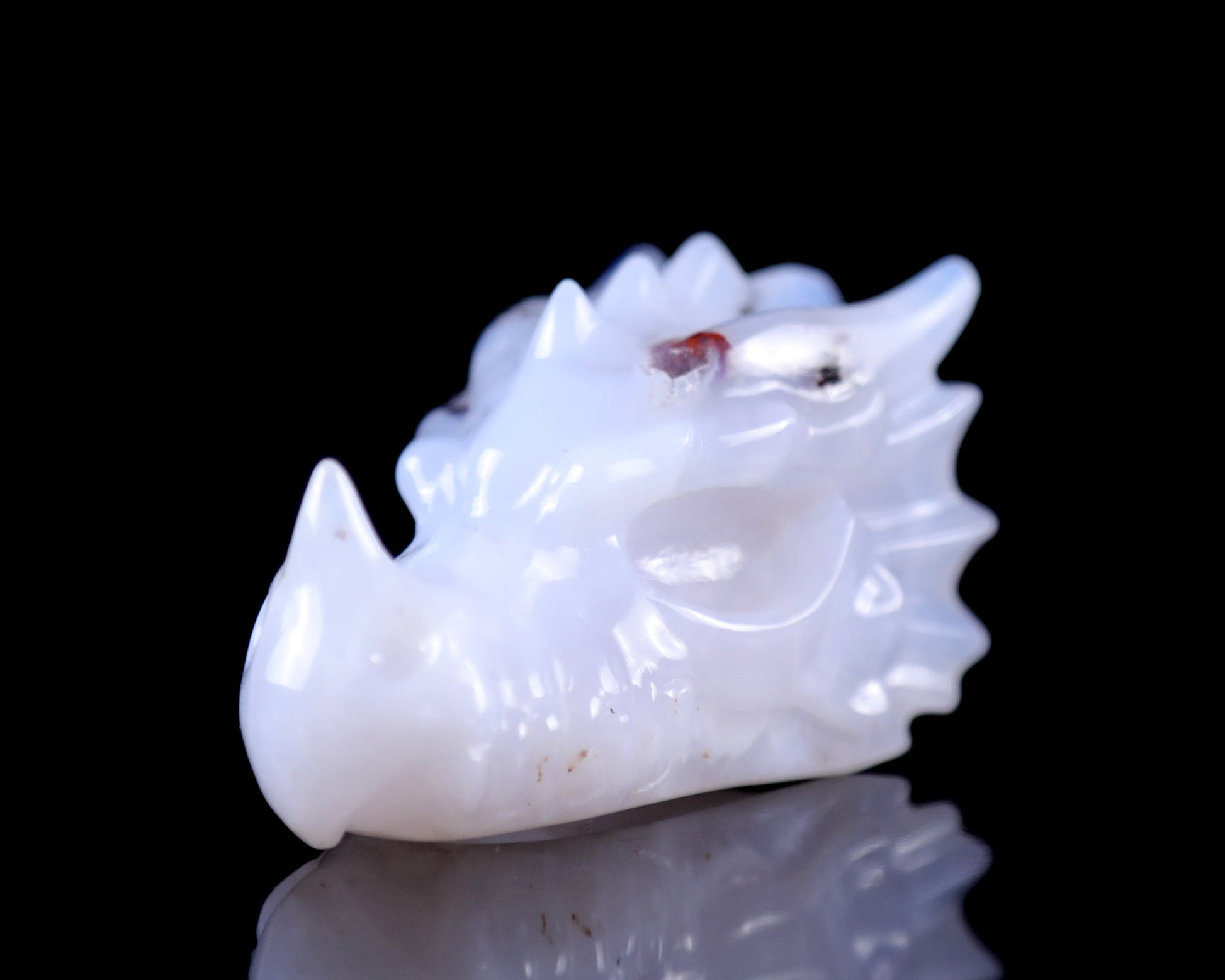 Nicedony 2.5" Blue Chalcedony Hand Carved Dragon Skull Sculpture - View 17