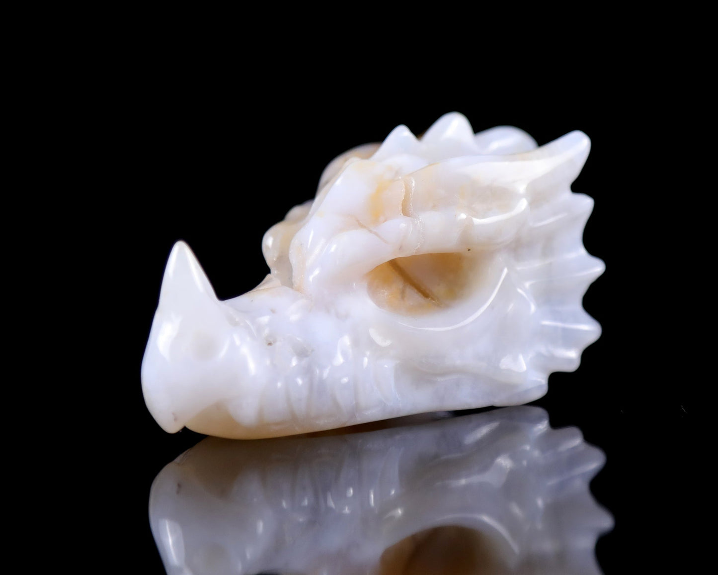 Nicedony 2.5" Blue Chalcedony Hand Carved Dragon Skull Sculpture - View 10